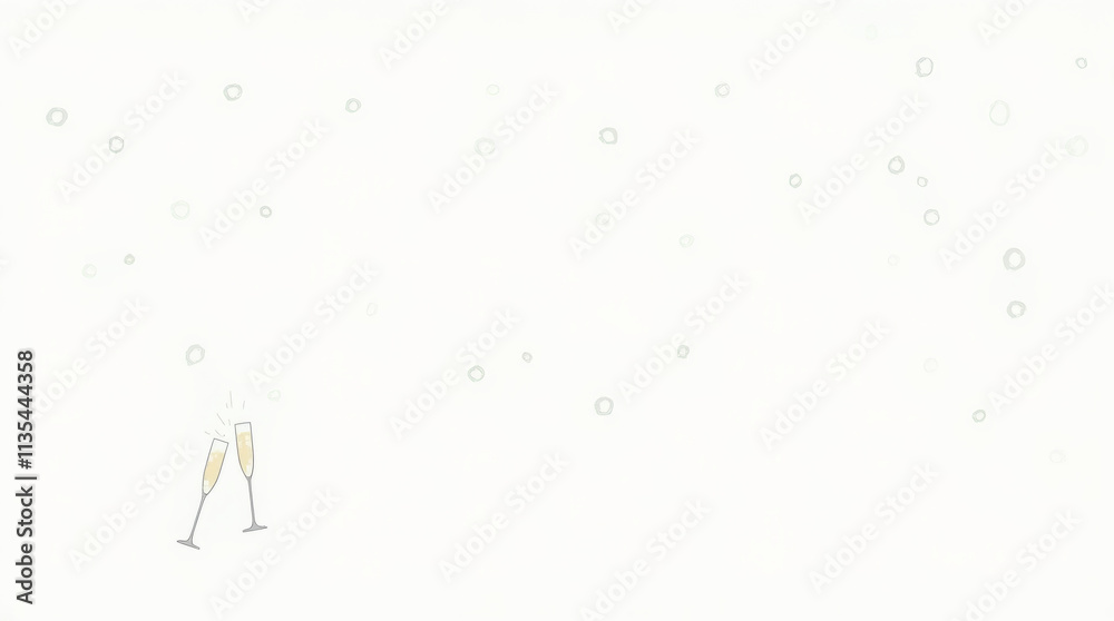 Clinking Champagne Glasses on White Background Clinking Champagne Glasses on White Background