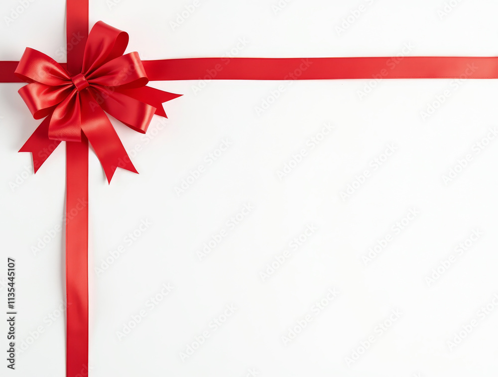 Elegant Red Bow on White Background Elegant Red Bow on White Background