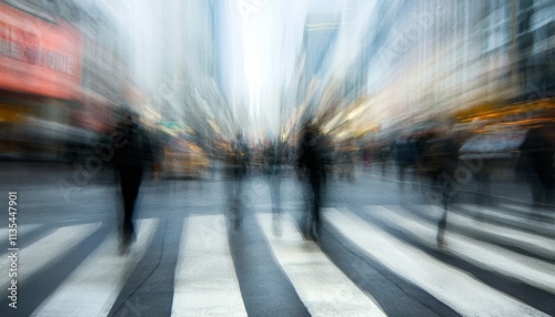 Dynamic city life pedestrians navigate busy new york streets against a skyscraper backdrop