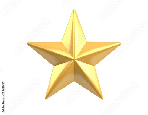 Golden Five Pointed Star Award Achievement Symbol 3D Render