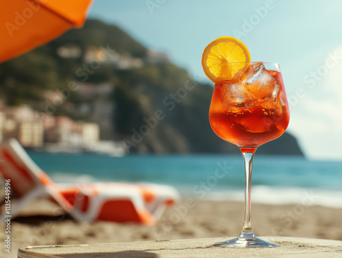 glass of aperol spritz cocktail