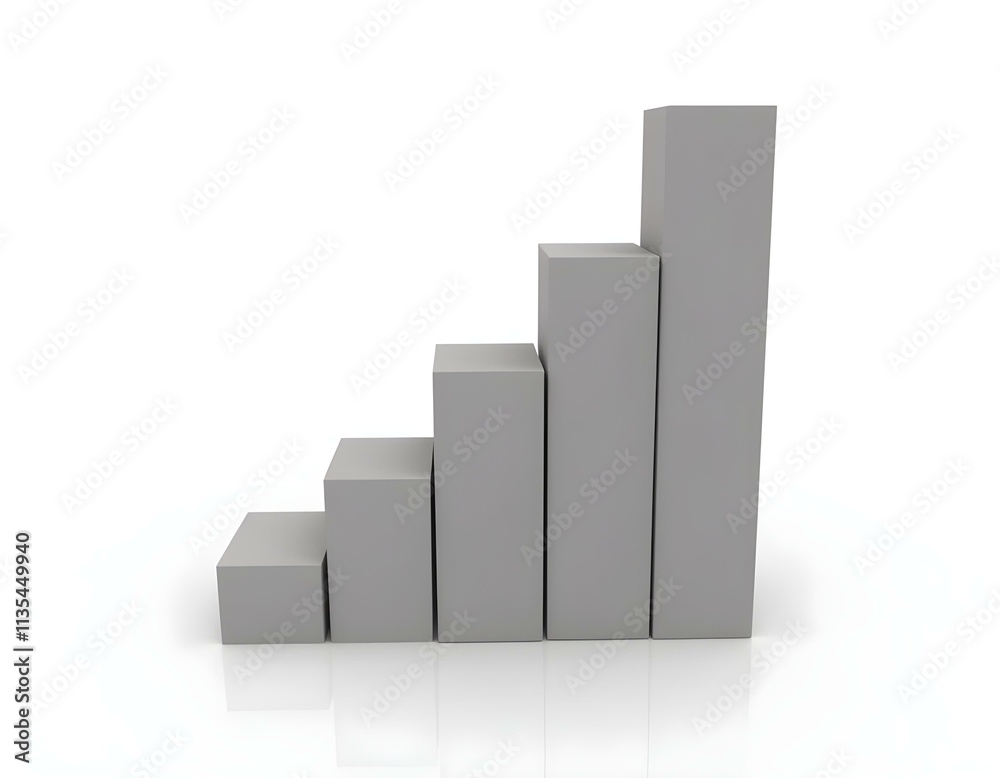 3D render of a bar chart icon, isolated on a transparent background ia