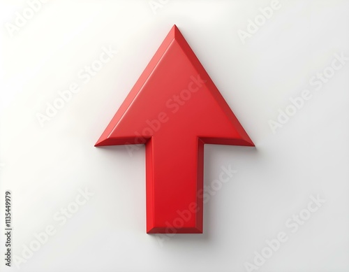 one red arrow 3d render icon isolated on transparent background cutout ia
