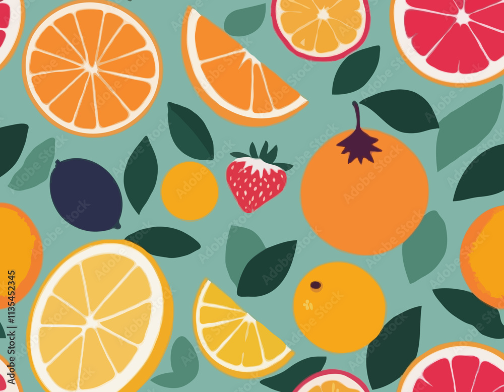 Summer fruits abstract composition. Fig, lemon, strawberry, peach, orange, pomegranate. Trendy modern vector illustration in hand drawn vintage style. Summer fruits abstract composition. Fig, lemon, strawberry, peach, orange, pomegranate. Trendy modern vector illustration in hand drawn vintage style.