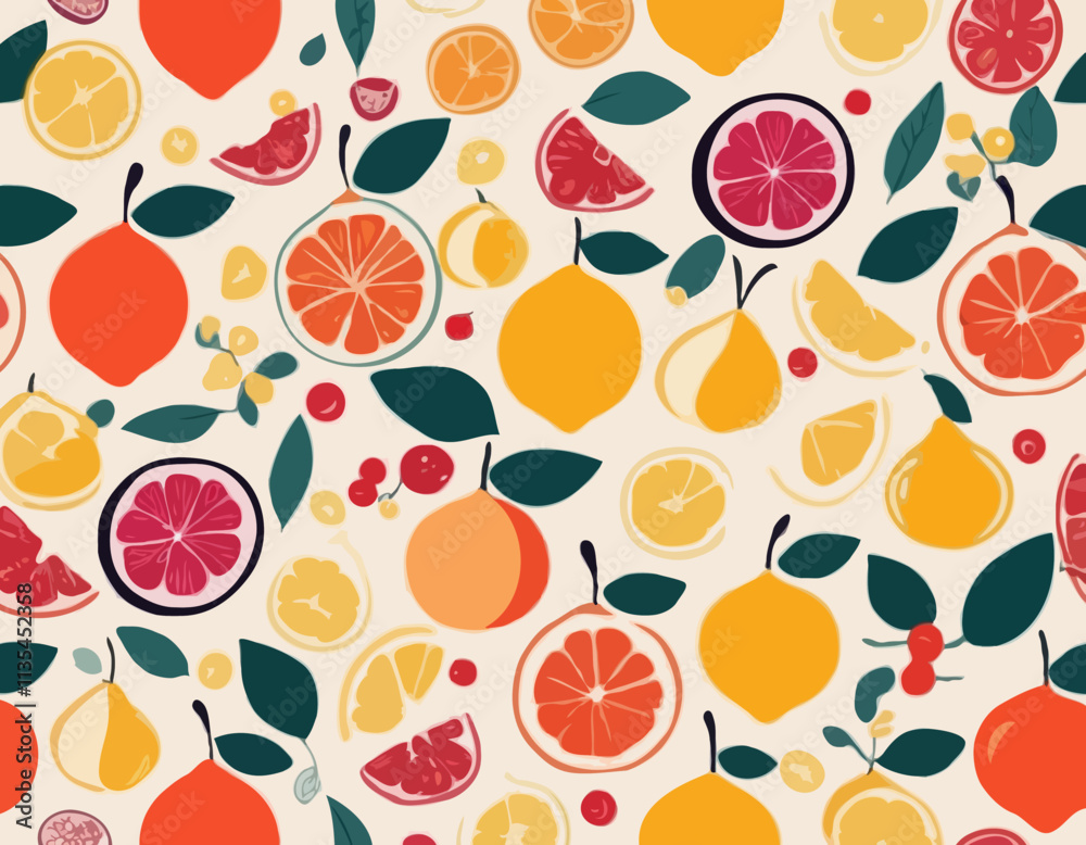 Summer fruits abstract composition. Fig, lemon, strawberry, peach, orange, pomegranate. Trendy modern vector illustration in hand drawn vintage style. Summer fruits abstract composition. Fig, lemon, strawberry, peach, orange, pomegranate. Trendy modern vector illustration in hand drawn vintage style.