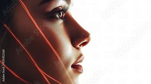 Elegant Female Face Contour with Subtle Correction in Profile View
