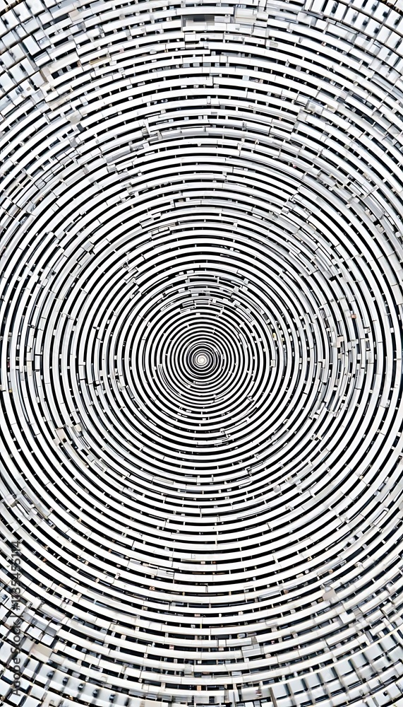 A clean circular pattern made with thin, evenly spaced lines A clean circular pattern made with thin, evenly spaced lines