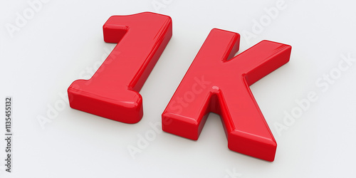 1k red glossy 3D isolated on a white background