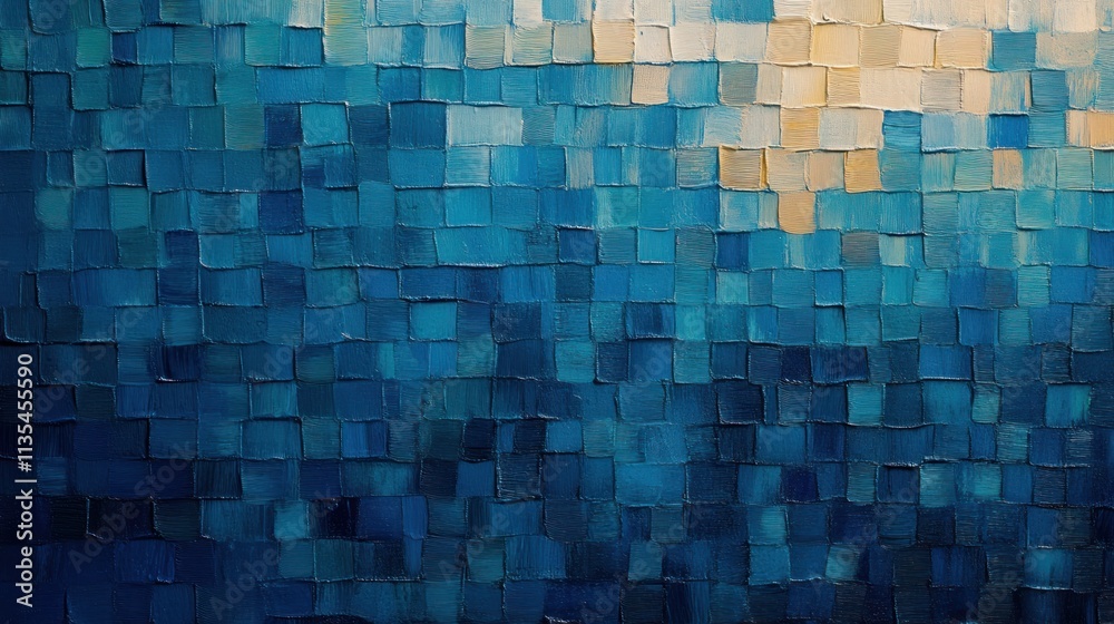 Fototapeta premium Abstract Blue Mosaic: A Textured Canvas of Serenity