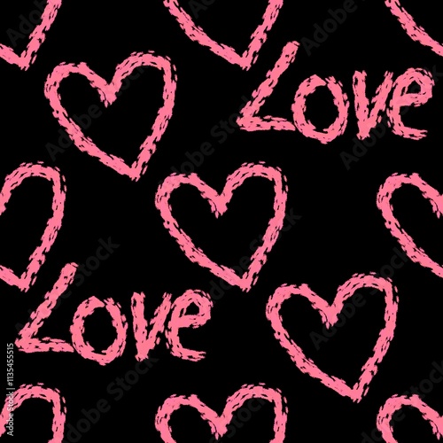 Valentine hearts seamless 14 February love pattern for wrapping paper