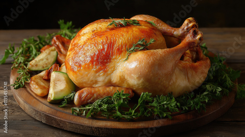 Juicy and Flavorful Studio Shot of Roasted Chicken with Golden Crispy Skin
