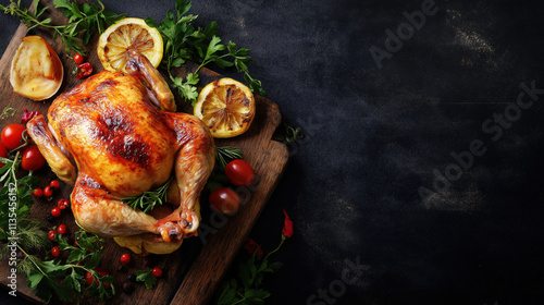 Juicy and Flavorful Studio Shot of Roasted Chicken with Golden Crispy Skin