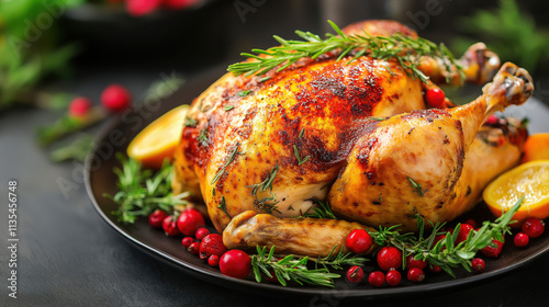 Juicy and Flavorful Studio Shot of Roasted Chicken with Golden Crispy Skin