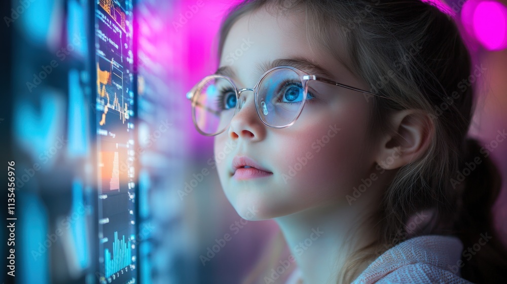 Young Girl Engaged in Data Visualization Young Girl Engaged in Data Visualization