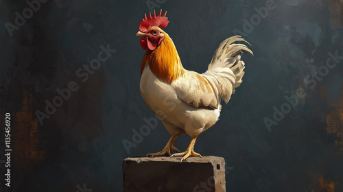 Studio Shot of a Chicken Bird with Detailed Feathers