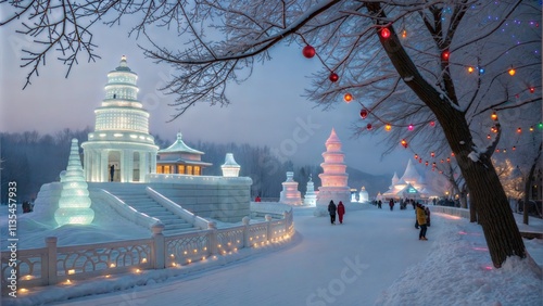 Ice and Snow Festival at Night