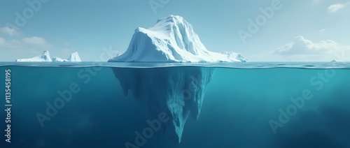 Majestic Iceberg Floating in Tranquil Blue Ocean - Arctic Serenity