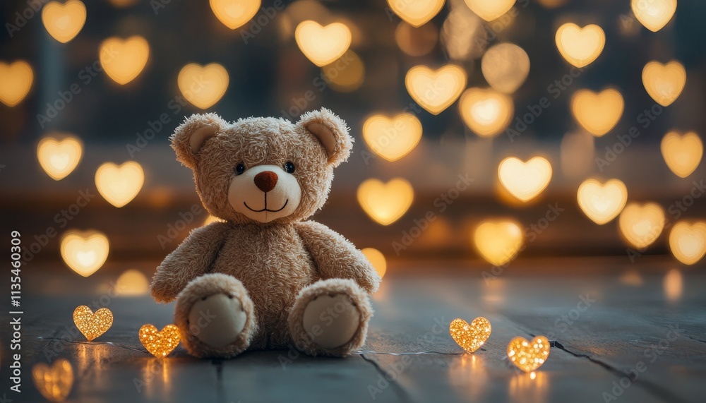 custom made wallpaper toronto digitalAdorable teddy bear surrounded by heart shaped lights and bokeh for valentine s day celebration