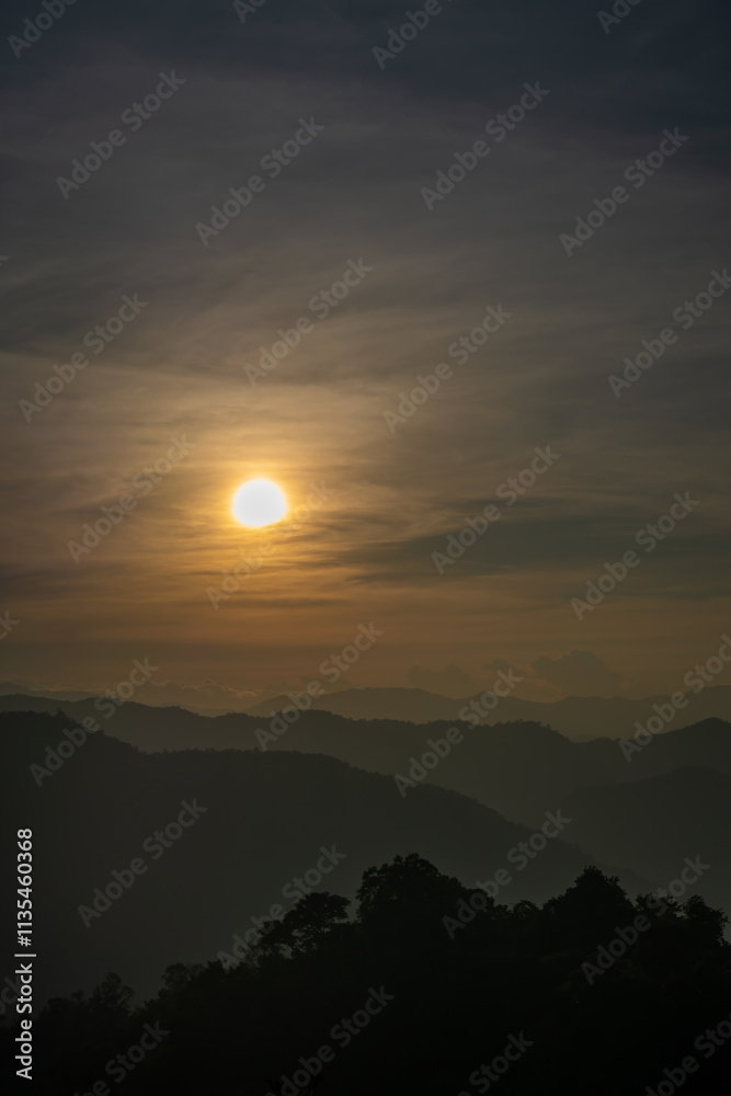 sunset with colorful sky and mountain in the evening is very beautiful landscape view sunset with colorful sky and mountain in the evening is very beautiful landscape view