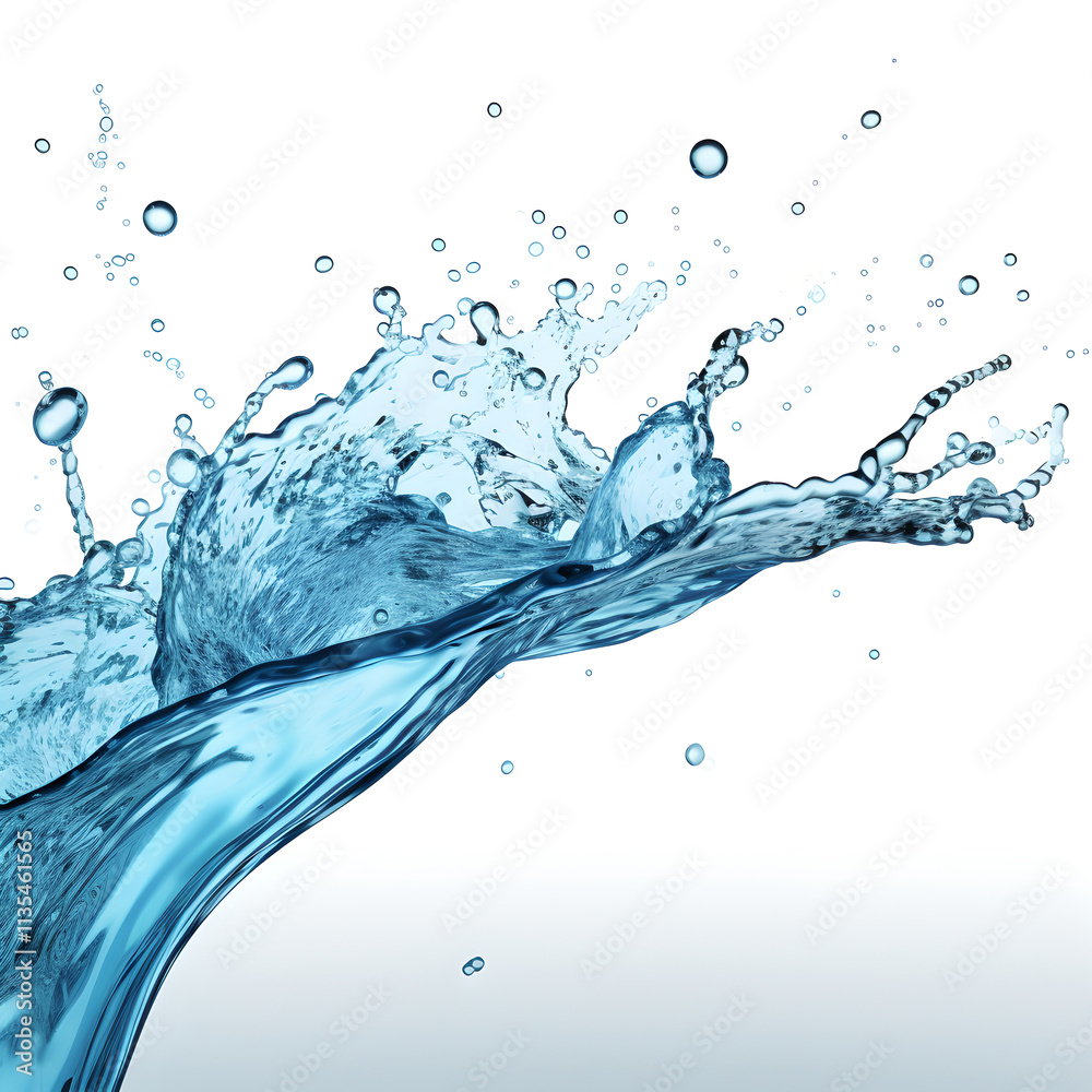 Obraz premium Water Splash - Energy and Refreshment: A mesmerizing water splash, frozen in time, captures the essence of energy, purity, and refreshment. The crystal-clear water droplets, suspended in mid-air.