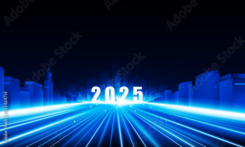 Abstract open Key Door Light out 2025 city business Light out success background Hitech communication concept innovation background, vector design
