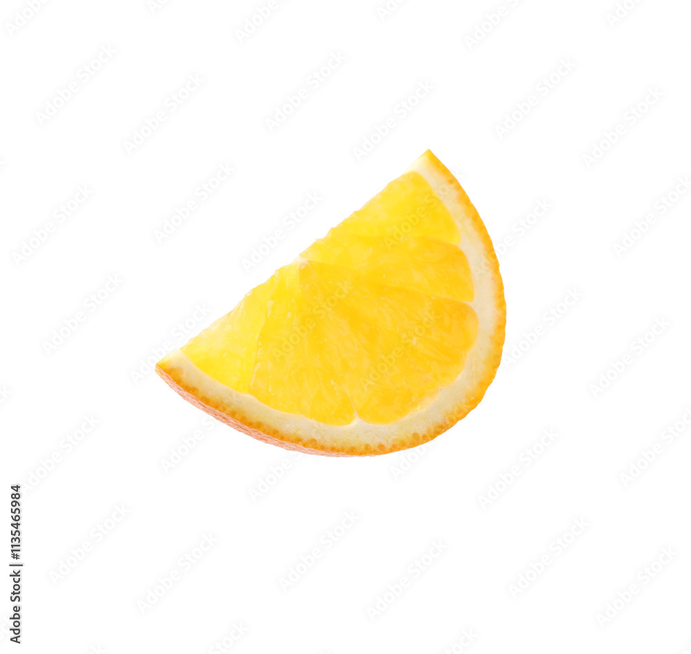 Slice of juicy orange isolated on white Slice of juicy orange isolated on white