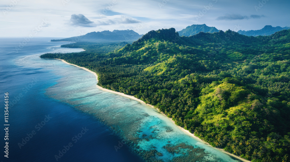 Aerial view of tropical island forest Aerial view of tropical island forest