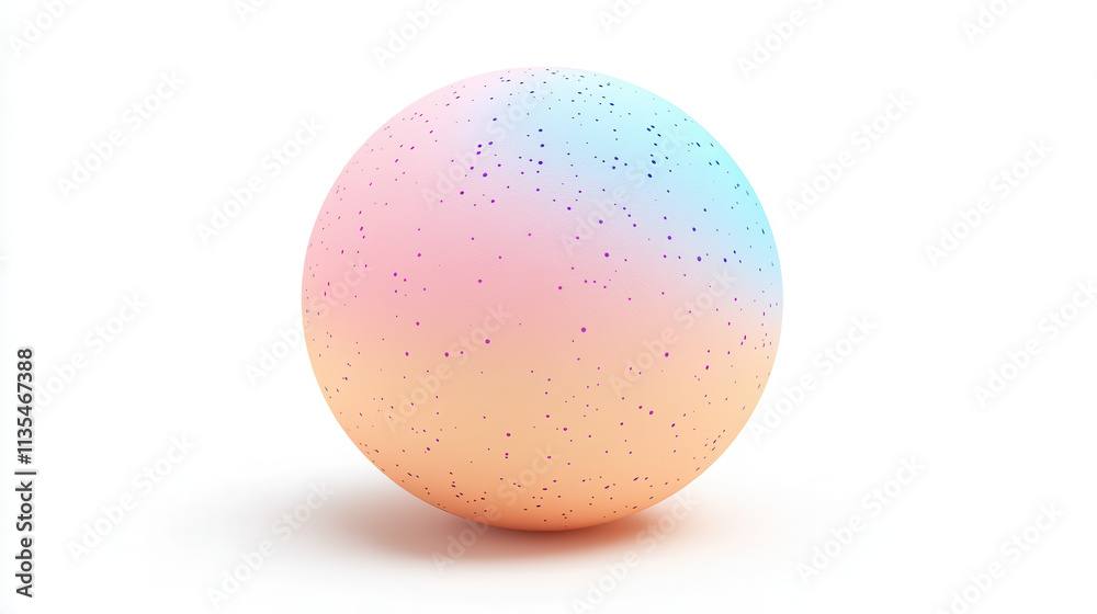 A rounded sphere with a soft velvety texture, painted in bright pastel hues of peach, lavender A rounded sphere with a soft velvety texture, painted in bright pastel hues of peach, lavender