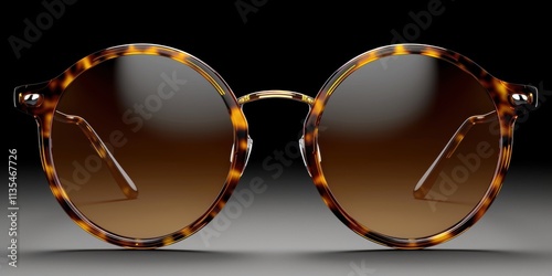 Stylish Close-up Image of Trendy Tortoiseshell Pattern Sunglasses with Gradient Brown Lenses on a Dark Background for Fashion Enthusiasts