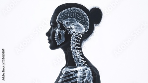 Female head and neck anatomy x-ray view.
