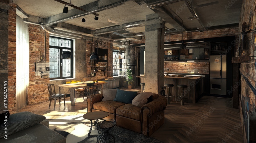 Industrial Loft Apartment Interior Design: Rustic Chic Living Space Industrial Loft Apartment Interior Design: Rustic Chic Living Space