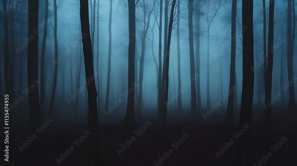 Fototapeta premium Dark, foggy forest
