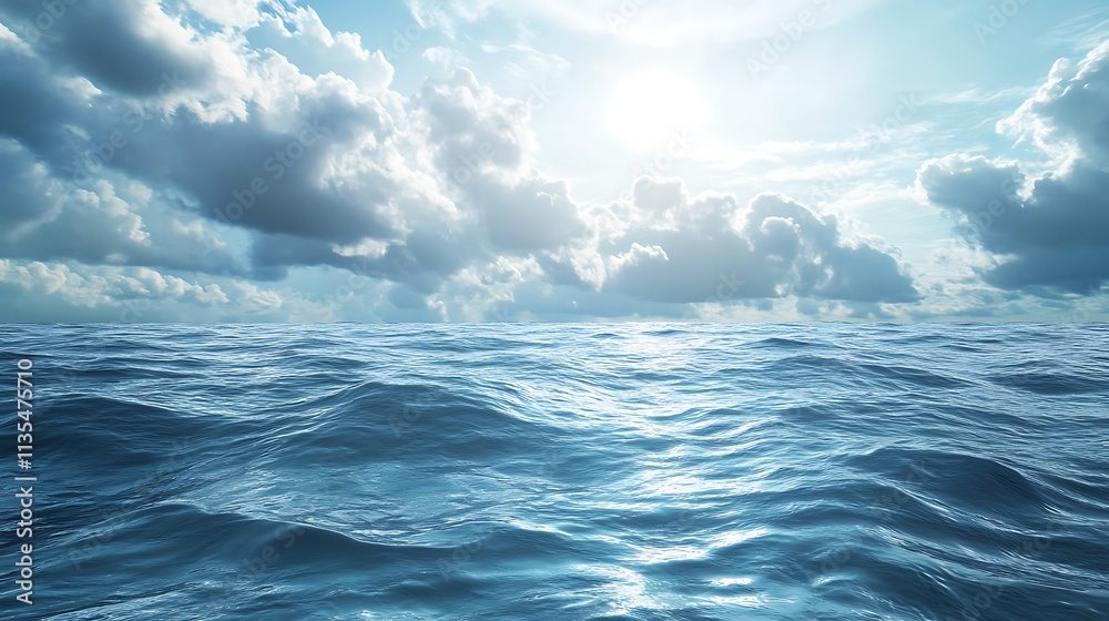 Vast Ocean Under a Cloudy Sky. Concept of Serenity, Nature, and Vastness. Vast Ocean Under a Cloudy Sky. Concept of Serenity, Nature, and Vastness.