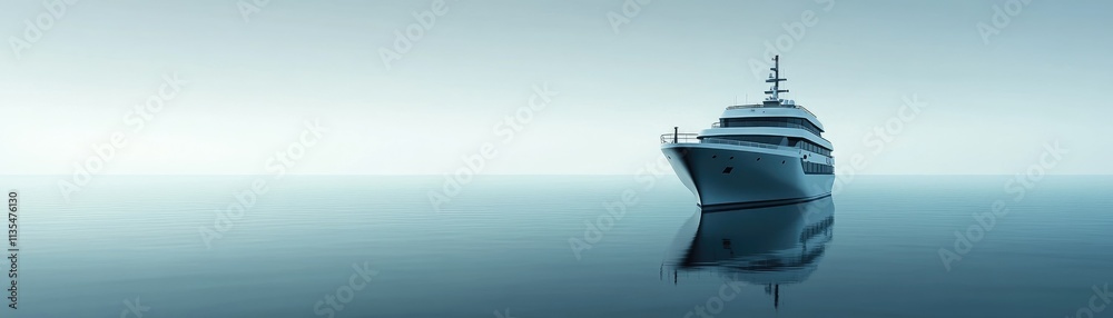 A serene yacht anchored in calm waters under a soft, muted sky. A serene yacht anchored in calm waters under a soft, muted sky.