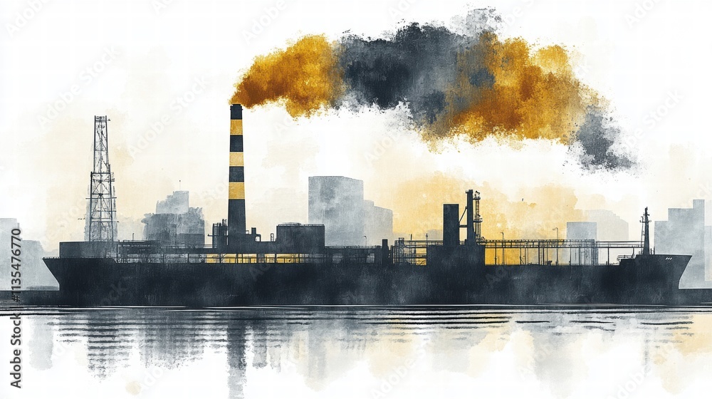 Obraz premium Industrial Harbor at Sunset