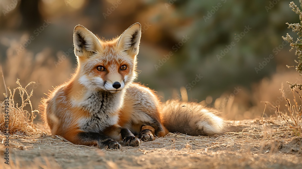 Red Fox in Natural Habitat. Wildlife Photography. Animal Portrait. Red Fox in Natural Habitat. Wildlife Photography. Animal Portrait.