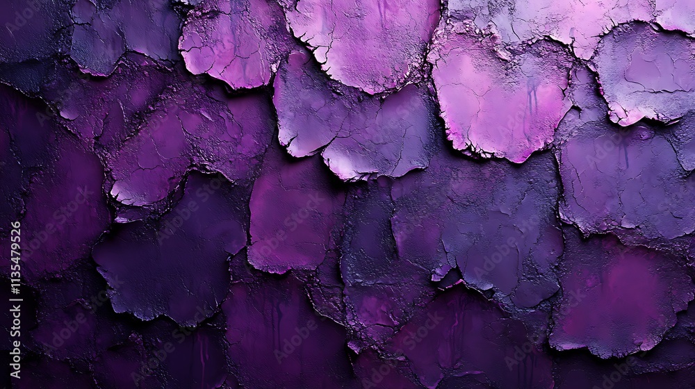 Obraz premium Peeling paint grunge wall purple textured artistic vibrant background