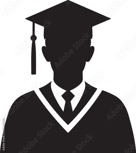 A bold graphic illustration of a pair of cherries in a pop art style with white background silhouette vector, graduate in cap and gown