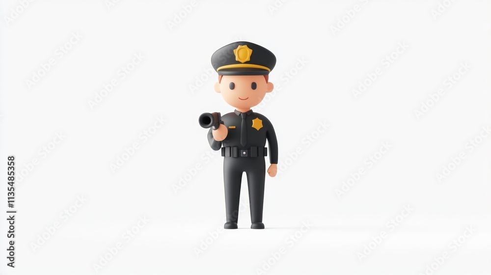 Cartoon cop with radar gun on white background. Cartoon cop with radar gun on white background.