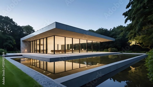 Excelent Minimalist Modern Masterpiece with Reflective Serenity photo