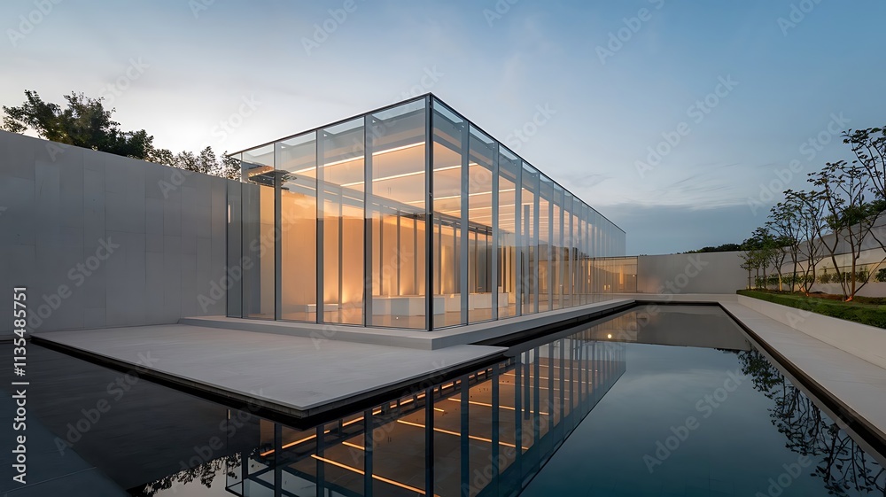 Fototapeta premium Excelent Minimalist Modern Masterpiece with Reflective Serenity