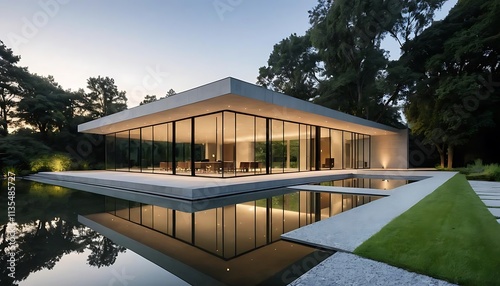 Excelent Minimalist Modern Masterpiece with Reflective Serenity photo