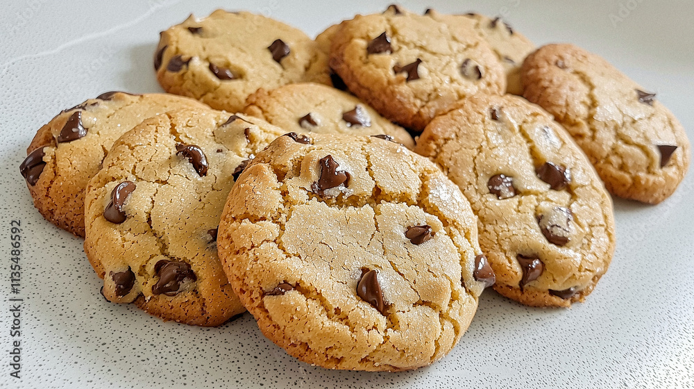 Eight Chocolate Chip Cookies on White Surface Eight Chocolate Chip Cookies on White Surface