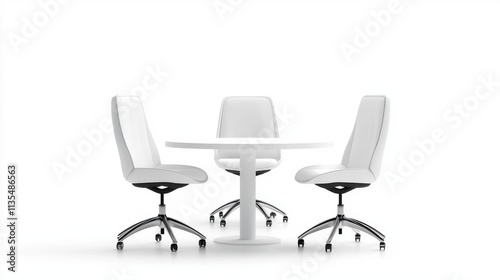 Modern White Office Chairs & Round Table | Minimalism