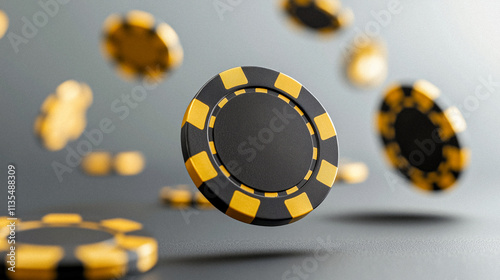 Black and Gold Poker Chips in Motion