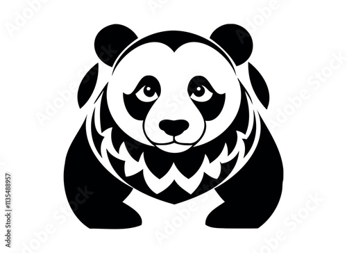 Stylized Panda Illustration - Black and White Vector Art photo