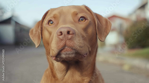 Close-up Portrait of a Light Brown Dog