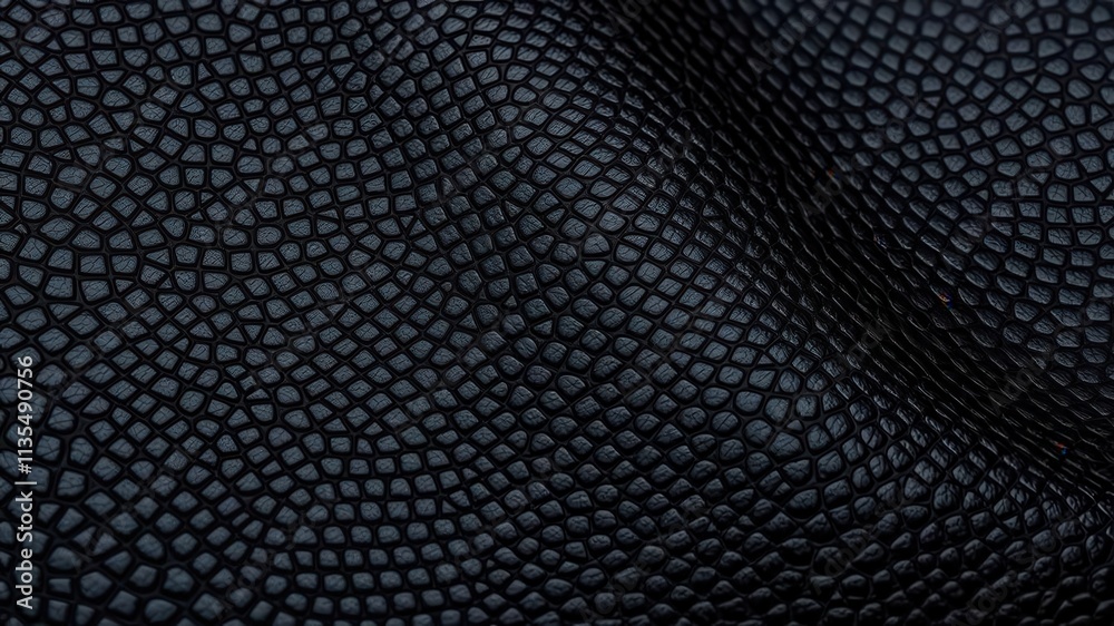 Close-up view of a black leather texture with grainy, sleek finish, skin, design Close-up view of a black leather texture with grainy, sleek finish, skin, design