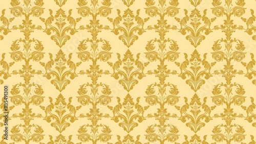 Elegant swirls and floral motifs in a seamless damask wallpaper pattern, interior design, home decor