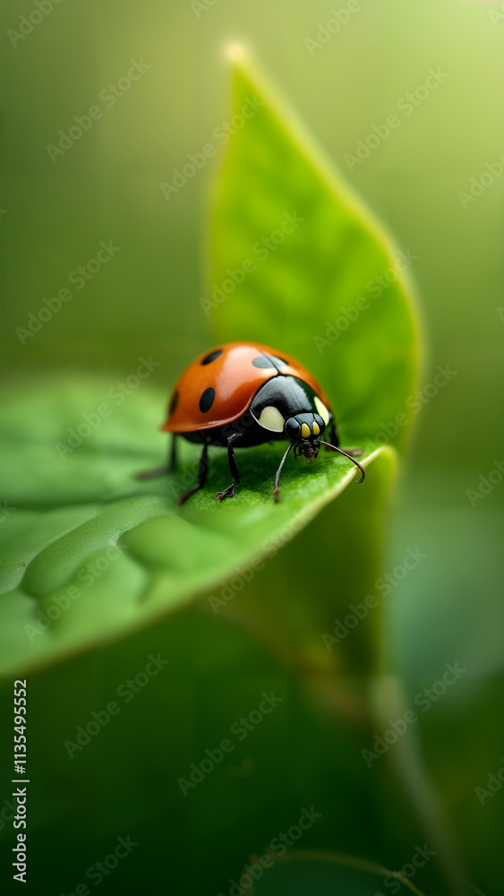 Fototapeta premium Close-Up of a Ladybug on a Leaf